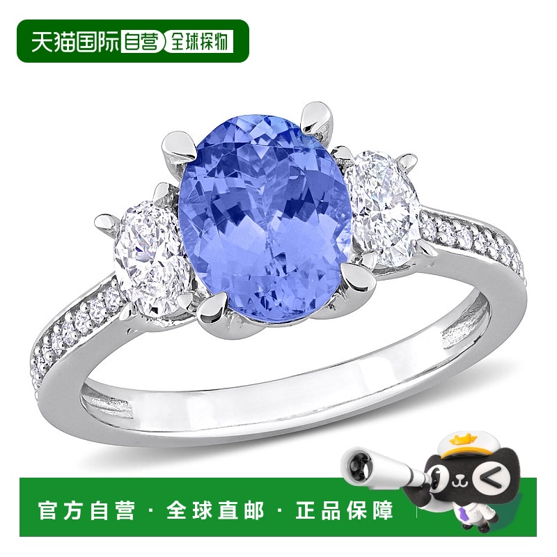 自营 Mimi & Max Oval Cut Tanzanite 5/8ct Diamond 3-Stone Rin