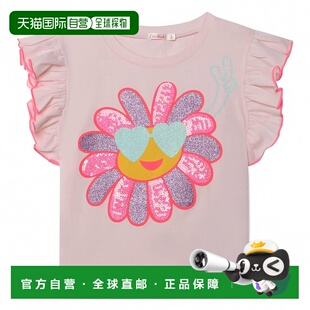 美国奥莱直发 T恤 自营 billieblush浅粉色印花浅袖