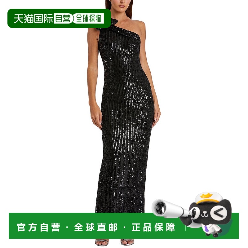 自营Mac Duggal One Shoulder Gown - black 美国奥莱直发