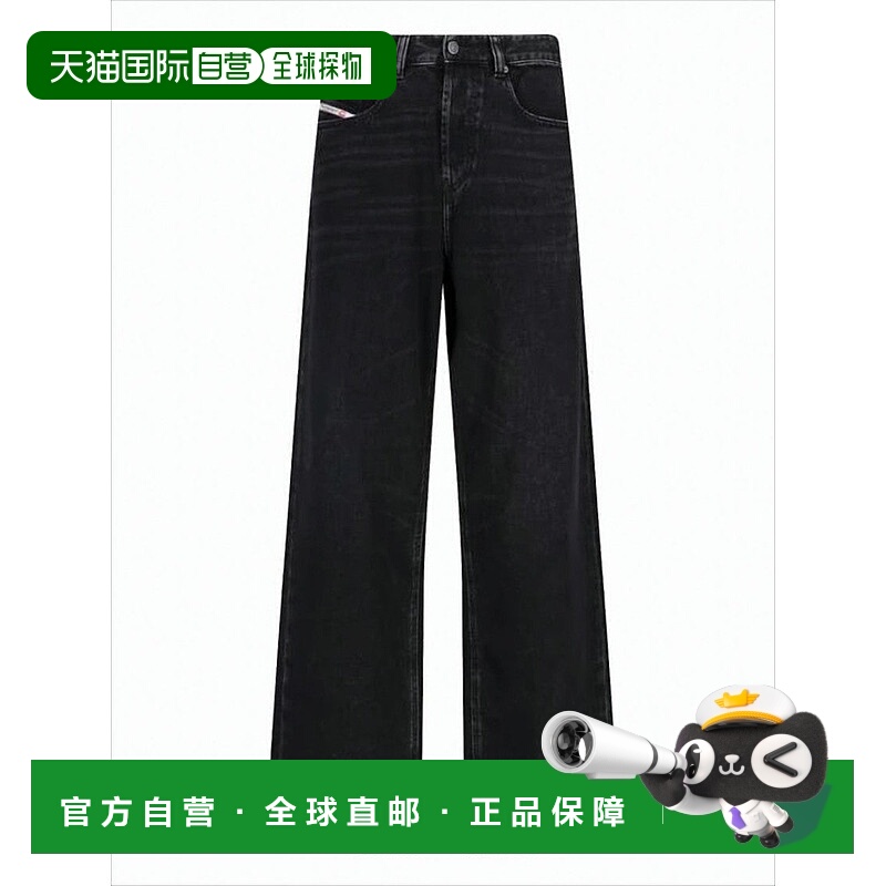 自营dieselWide-Leg Black Denim Pants With Classic Five-Pocke