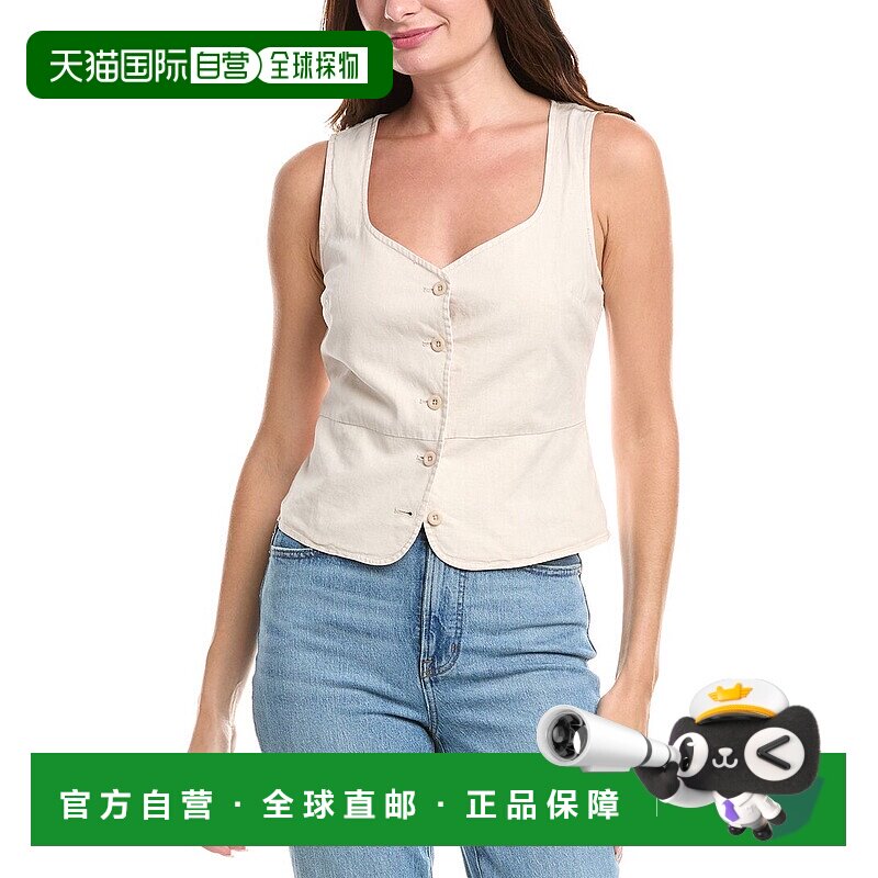 自营 Michael Stars蜂蜜亚麻混纺纽扣背心-灰色 美国奥莱直发