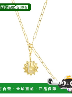 adornia14k 镀金可调节回形针套索，带水晶首字母徽章 - gold-l