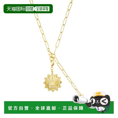 adornia14k 镀金可调节回形针套索，带水晶首字母徽章 - gold-l