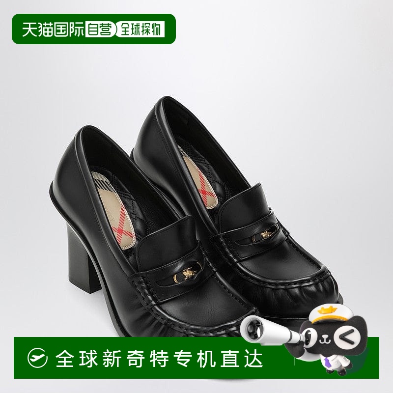 自营 Burberry女式Cadet皮革乐福鞋，带鞋跟-黑色 【美国奥莱】直