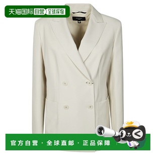 白色 自營max mara雙排扣彈力運(yùn)動(dòng)夾克 帶凹口翻領(lǐng) 美國奧萊直發(fā)