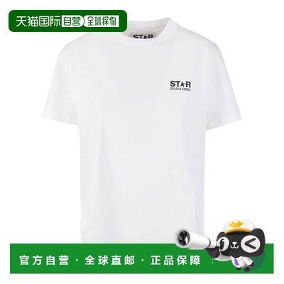 自营golden gooseRelaxed Fit White Half Sleeve T-Shirt - whit