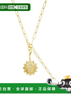 adornia14k 镀金可调节回形针套索，带水晶首字母徽章 - gold-s