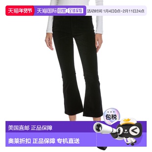 自营frame denimFRAME Le Crop Black Velveteen Mini Bootcut Je