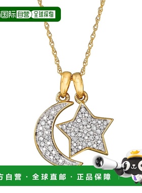 自营 Ross-Simons 14 克拉黄金密镶钻石星星和月亮吊饰项链 - 20