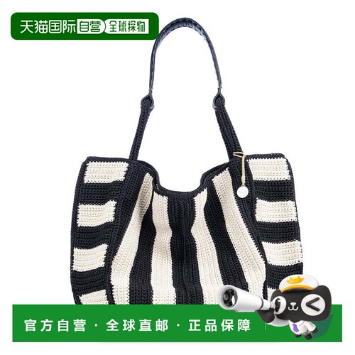 自营the sakLos Feliz Large Tote - hand crochet - black strip