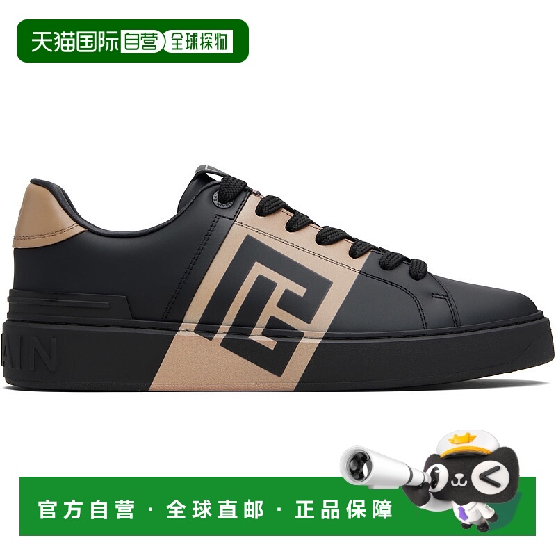 香港直邮潮奢 Balmain 巴尔曼 男士 黑色 & 黄褐色 B-Court 运动
