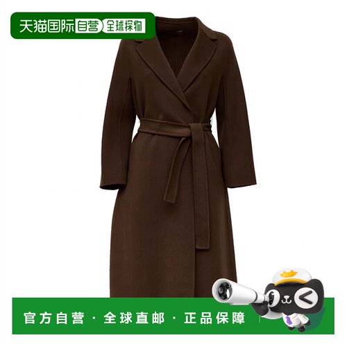 自营max maraEsturia Midi Double Drap Wool Coat - black 美国