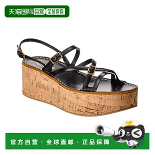 黑色 sTOD皮革楔形凉鞋 美国奥莱直发 tod 自营