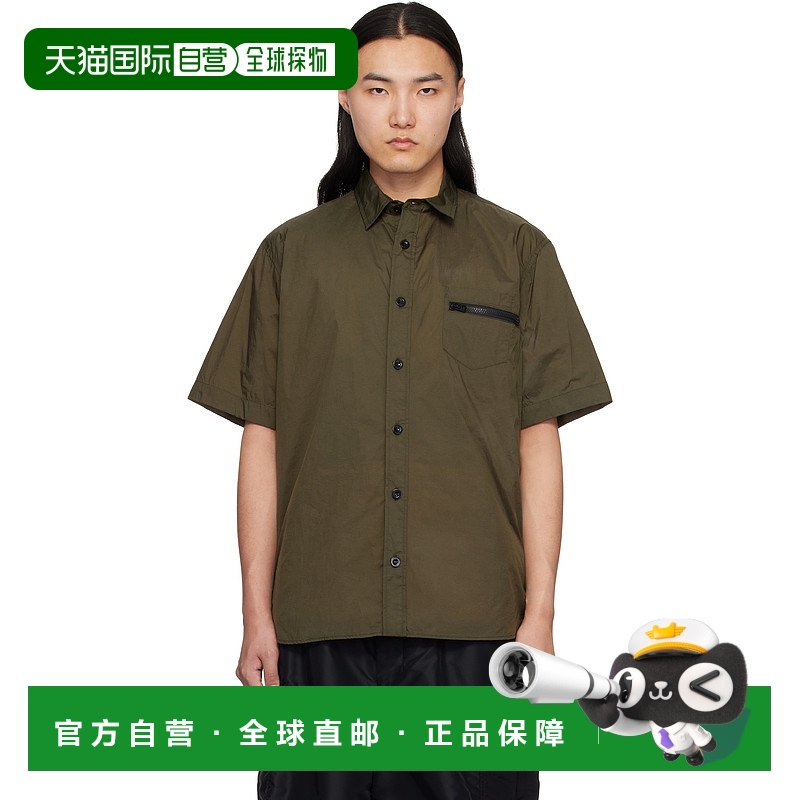 1h可退 香港直邮潮奢 Sacai 男士 卡其色衬衫 2503637M brown棕色