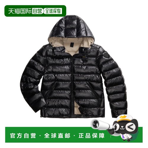 自营blauer绗缝蓬松夹克，搭配有光泽的罩衫-黑色 美国奥莱直发