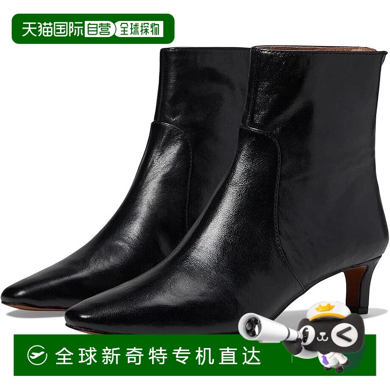 自营 Madewell The Dimes女式6.5真黑色皮革小猫跟靴KHD2655-黑色
