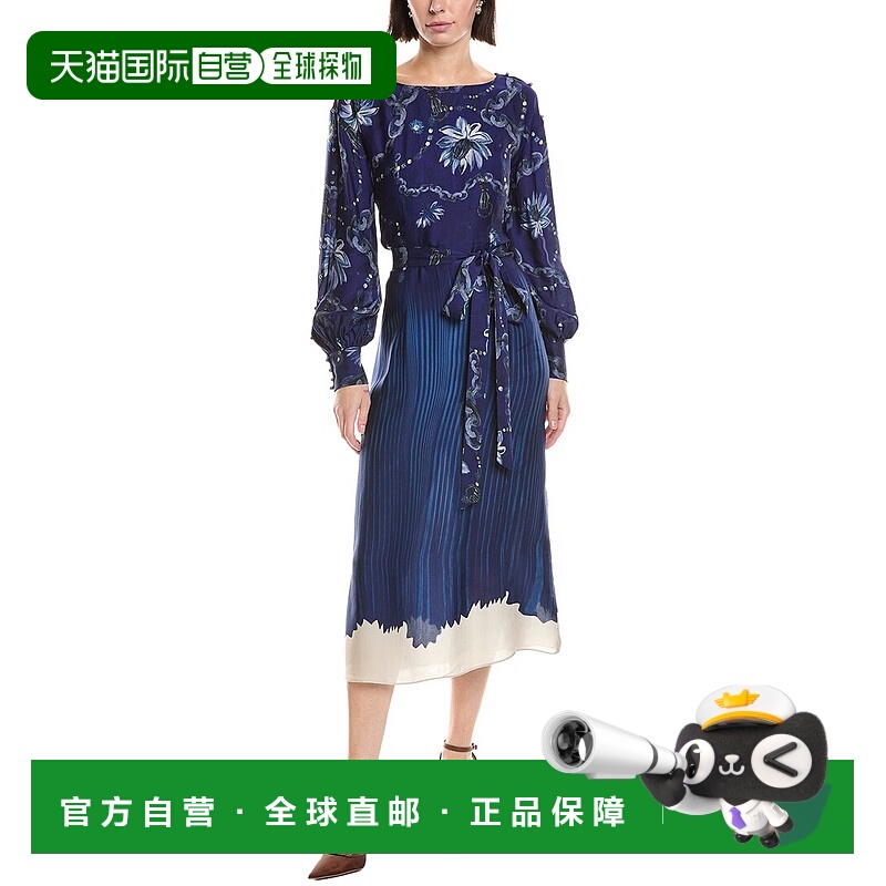 自营Marchesa Notte Printed Georgette Midi Dress - blue 美国