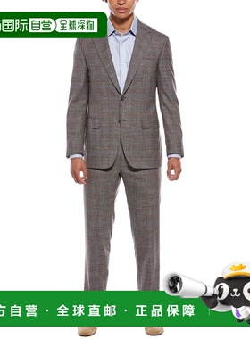 自营Canali 2pc羊毛、丝绸和亚麻混纺西装-灰色 美国奥莱直发