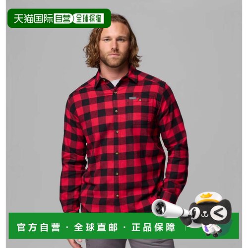 自营Columbia Cornell Woods男式红色格子法兰绒长袖衬衫KFC368-