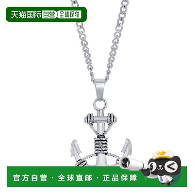 自营blackjack不锈钢氧化锚项链 - 银白色 美国奥莱直发吊坠配饰