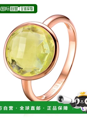 自营 GENEVIVE 纯银镀玫瑰金浅绿色立方氧化锆鸡尾酒戒指 - 绿色