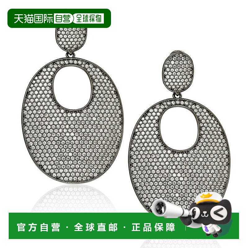 自营 Suzy Levian 熏黑纯银方晶锆石耳环 - 黑色 美国奥莱直发