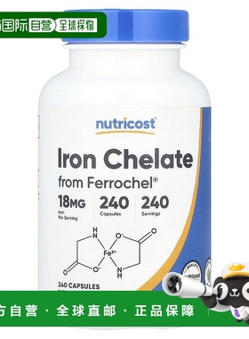 香港直邮Nutricost,Ferrochel® 铁螯合物，18 毫克，240 粒胶囊