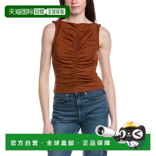 自营FRAME Denim The Ruched Sleeveless Top - red 美国奥莱直发