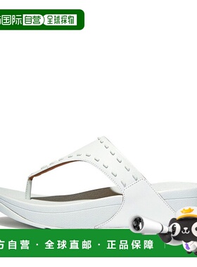 自营 FitFlop Lulu GB1-A45鞋头柱凉鞋女式海蓝色皮革橡胶钉-蓝色