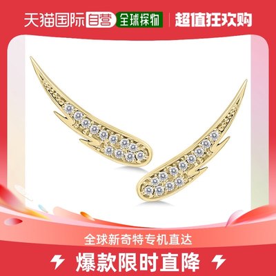 monary1/4 CTW 14K 黄金真钻天使之翼登山者耳环 - 黄色 【美国奥