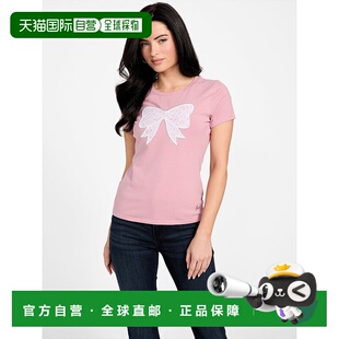 自营 guessEco Melany 蕾丝蝴蝶结 T 恤 - dusty phard 美国奥莱