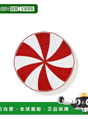 自营tiramisuPeppermint Swirl Beaded Holiday Placemat - red/w