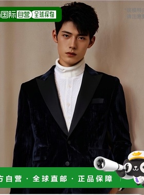 自营philipp plein天鹅绒西装外套 Lord Fit - 深蓝色 美国奥莱直