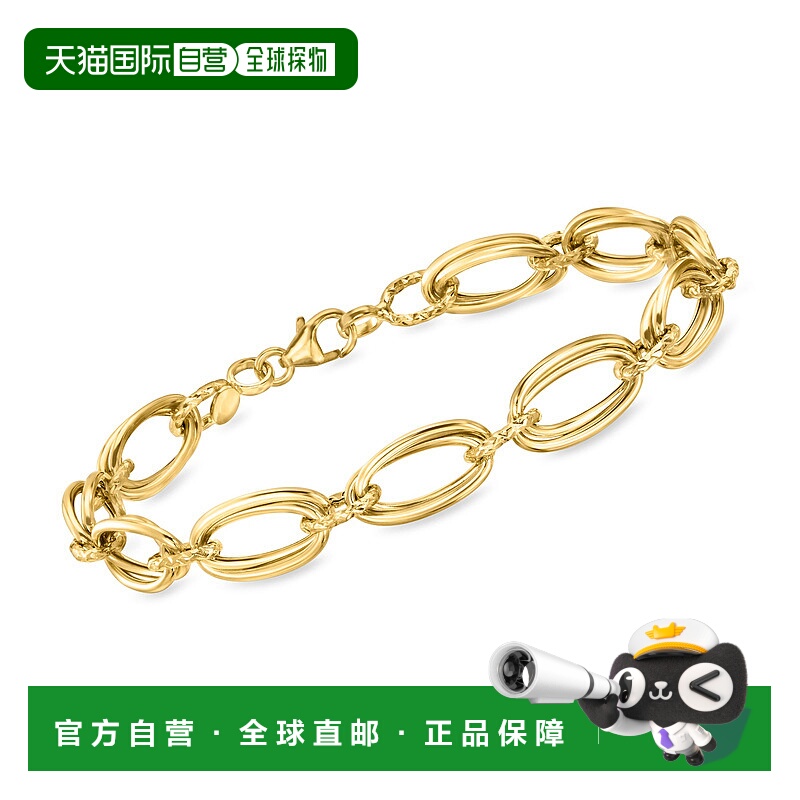 自营ross-simonsRoss Simons意大利18K黄金双椭圆链手镯-8英寸 【