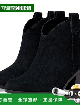 自营 Toms Constance Boots女式美国9码黑色绒面革拉式脚踝挡跟FZ