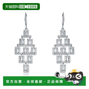 自营 GENEVIVE 纯银立方氧化锆枝形吊灯耳环 - 银白色 美国奥莱直