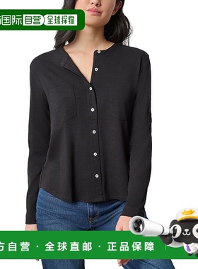 自营Lilla P Mandarin Collar Button Down Shirt - black 美国奥