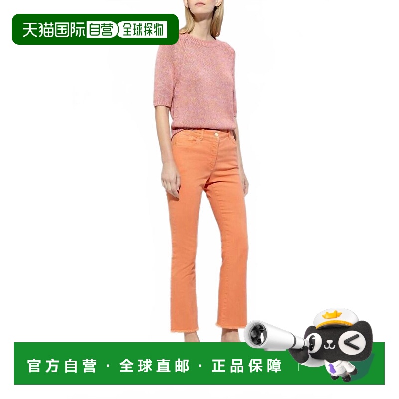 自营luisa ceranoShort Sleeve Sweater In Coral Multi - coral