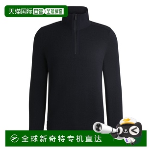 bossZip trims with softshell sweater dark 自營(yíng) blue neck