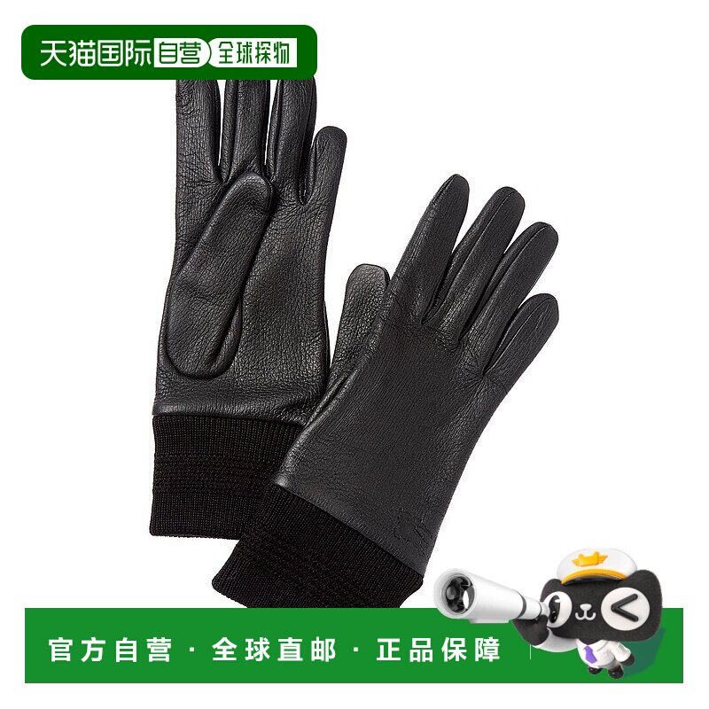 自营Burberry Rib Cuff Leather Gloves - black 美国奥莱直发