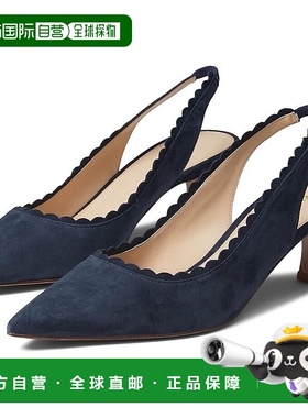自营 Pelle Moda Kelsa吊带泵女式5.5码午夜绒面滑鞋KHD994-蓝色