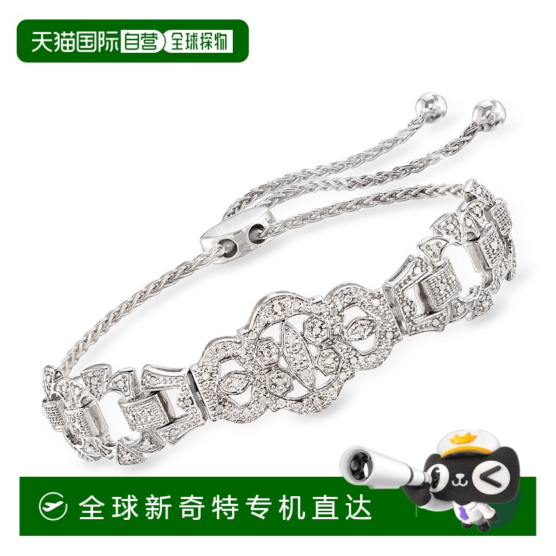 自营Ross-Simons Diamond Openwork Bolo Bracelet in Sterling S