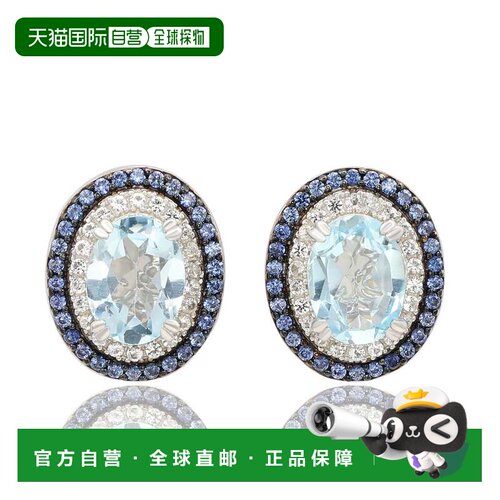 自营Suzy Levian Sterling Silver Oval Cut Blue Topaz And Sapp