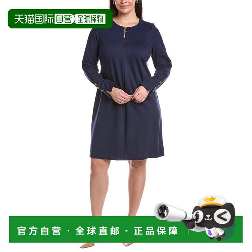 自营Tahari ASL Plus Solid Midi Dress - blue 美国奥莱直发