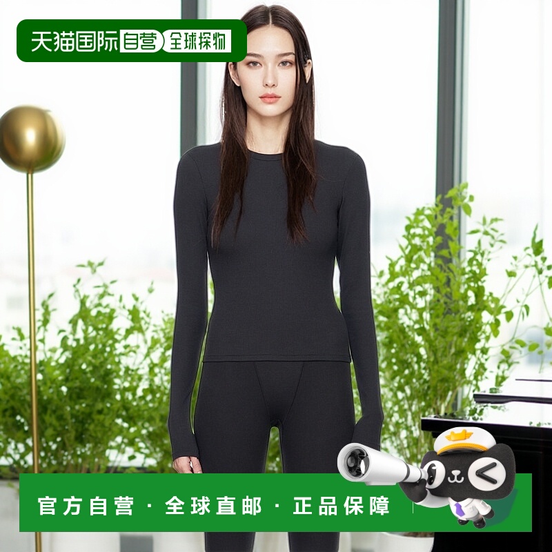 1h可退 香港直邮潮奢 SKIMS 女士 黑色 Cotton Rib 长袖 T 恤 TPL