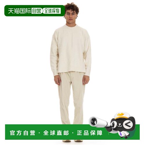 自营roberto collina大棉质圆领毛衣，带侧开叉-中性色 美国奥莱