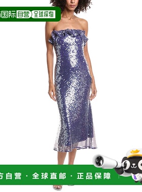 自营AMUR Braeylnn Mesh Sequin Midi Dress - purple 美国奥莱直