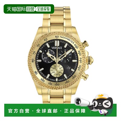 自营Versace Chrono X皮革手表-金色/黑色 美国奥莱直发
