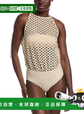 自营 Carmen Marc Valvo高领单品-米色 美国奥莱直发泳衣