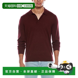 美国奥莱直发男装 红色 Vince羊毛翻领毛衣 自营